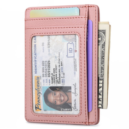 Buffway Slim Minimalist Front Pocket RFID Blocking Leather Wallets for Men and Women - Lichee