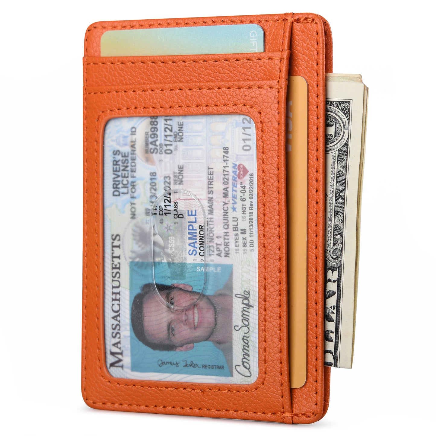 Buffway Slim Minimalist Front Pocket RFID Blocking Leather Wallets for Men and Women - Lichee