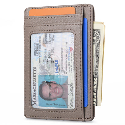 Buffway Slim Minimalist Front Pocket RFID Blocking Leather Wallets for Men and Women - Lichee