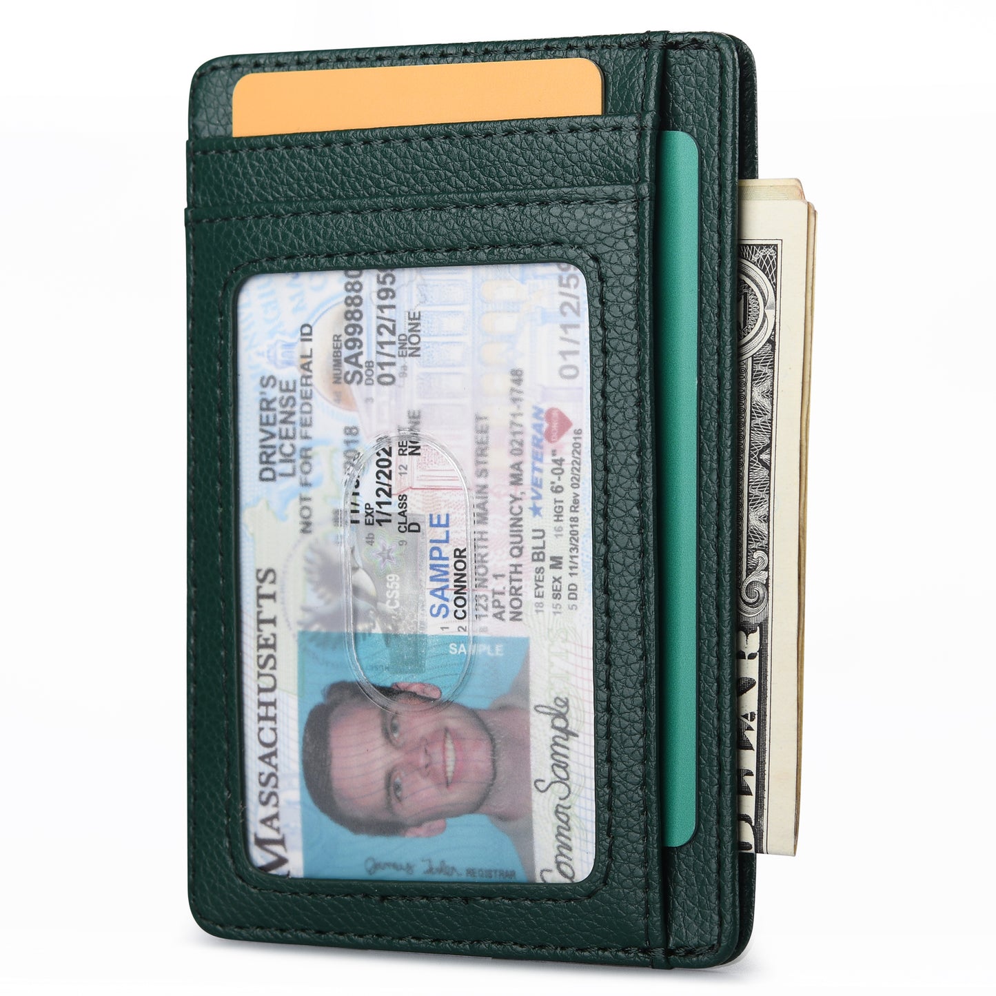 Buffway Slim Minimalist Front Pocket RFID Blocking Leather Wallets for Men and Women - Lichee