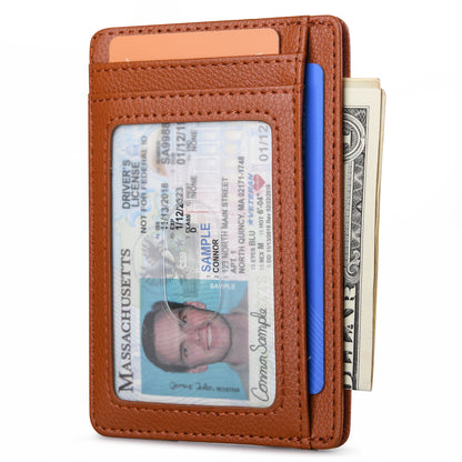 Buffway Slim Minimalist Front Pocket RFID Blocking Leather Wallets for Men and Women - Lichee