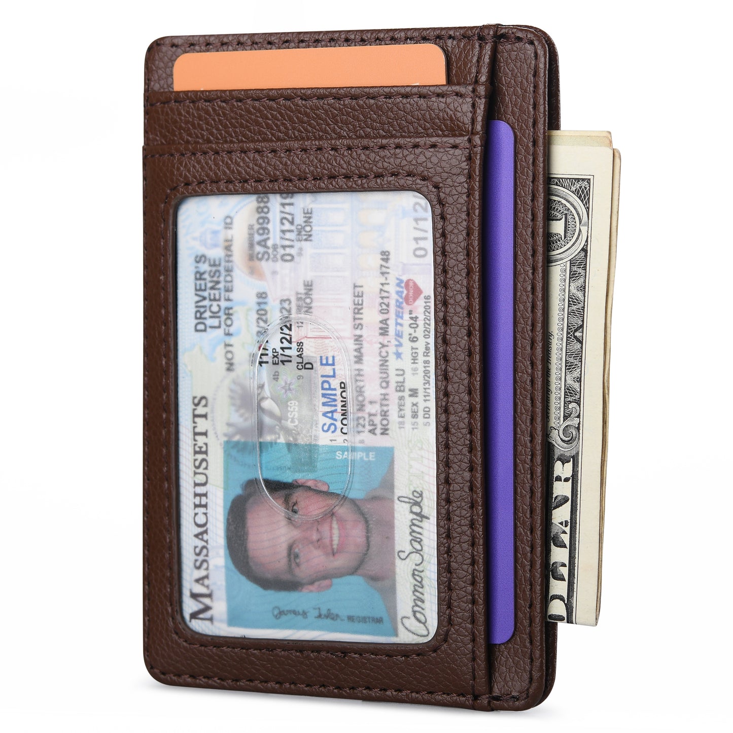 Buffway Slim Minimalist Front Pocket RFID Blocking Leather Wallets for Men and Women - Lichee