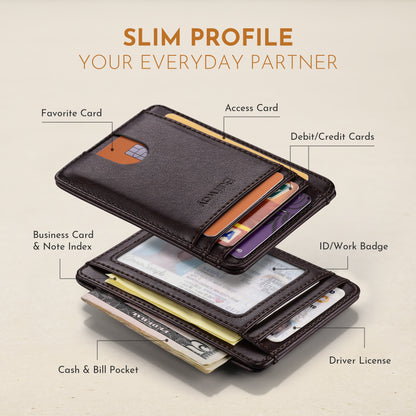 8 Card Slots Slim Wallet Finelaer Slim RFID Blocking Leather 8 Card Slots Slim Wallet Finelaer Slim RFID Blocking Leather