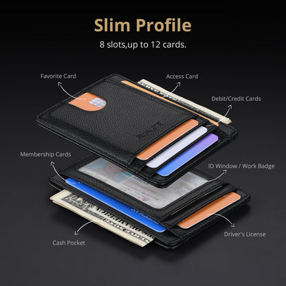 Buffway Slim Minimalist Front Pocket RFID Blocking Leather Wallets for Men and Women - Lichee