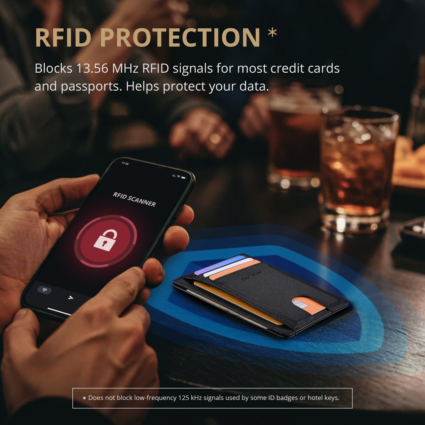 Buffway Slim Minimalist Front Pocket RFID Blocking Leather Wallets for Men and Women - Lichee