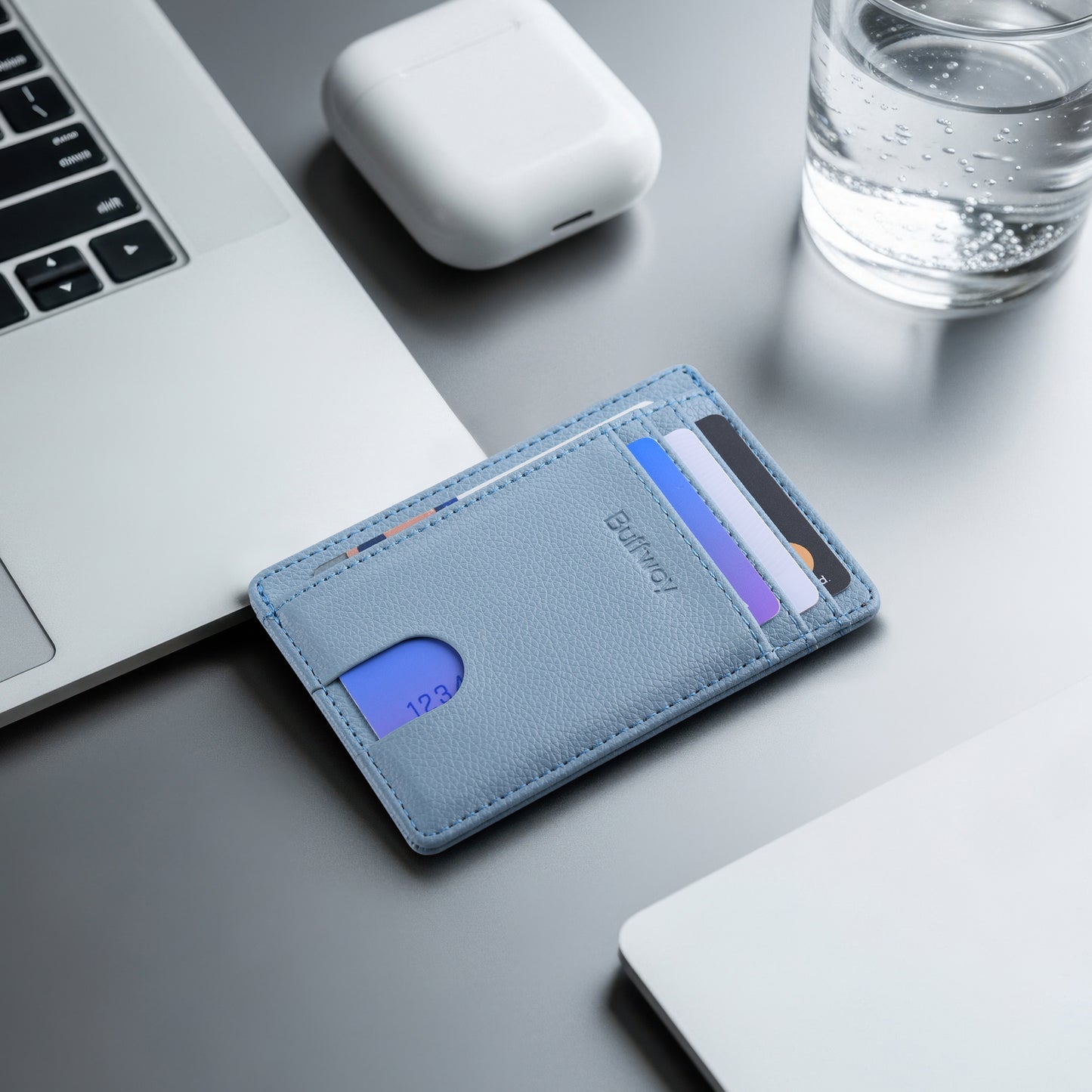 Buffway Slim Minimalist Front Pocket RFID Blocking Leather Wallets for Men and Women - Lichee