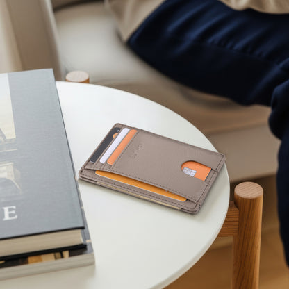 Buffway Slim Minimalist Front Pocket RFID Blocking Leather Wallets for Men and Women - Lichee