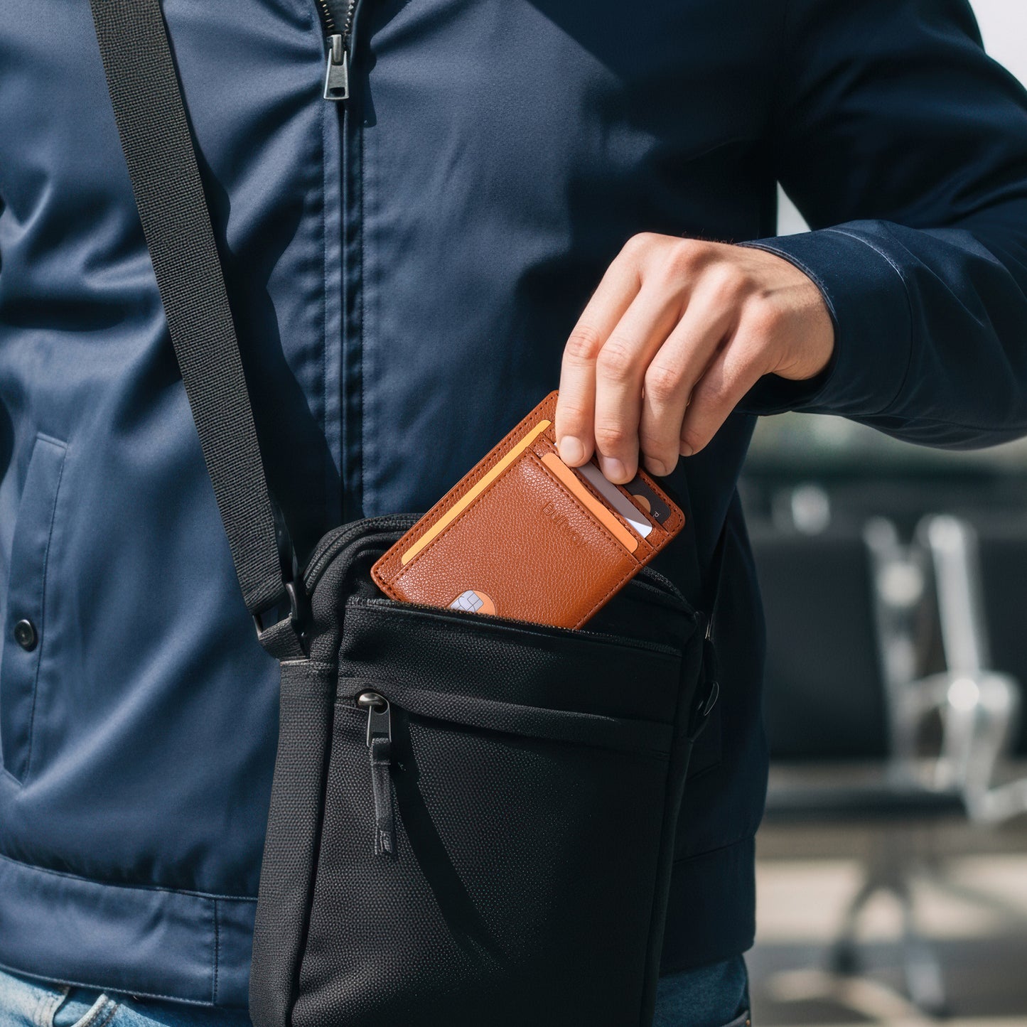 Buffway Slim Minimalist Front Pocket RFID Blocking Leather Wallets for Men and Women - Lichee