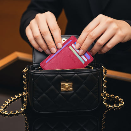 Buffway Slim Minimalist Front Pocket RFID Blocking Leather Wallets for Men and Women - Lichee