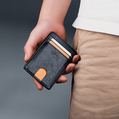 Buffway Mens Slim Wallet, Minimalist Thin Front Pocket Leather Credit Card Holder with RFID Blocking for Work Travel - Seattle
