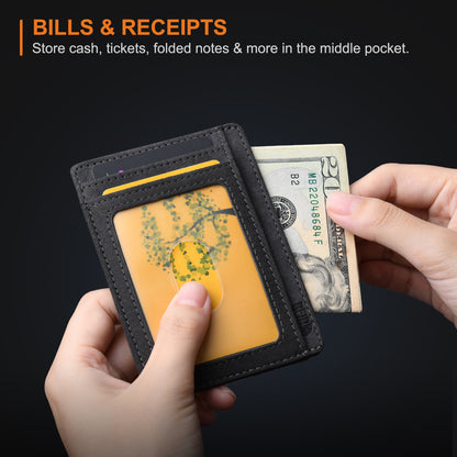 Buffway Slim Minimalist Front Pocket RFID Blocking Leather Wallets for Men and Women - At Sahara