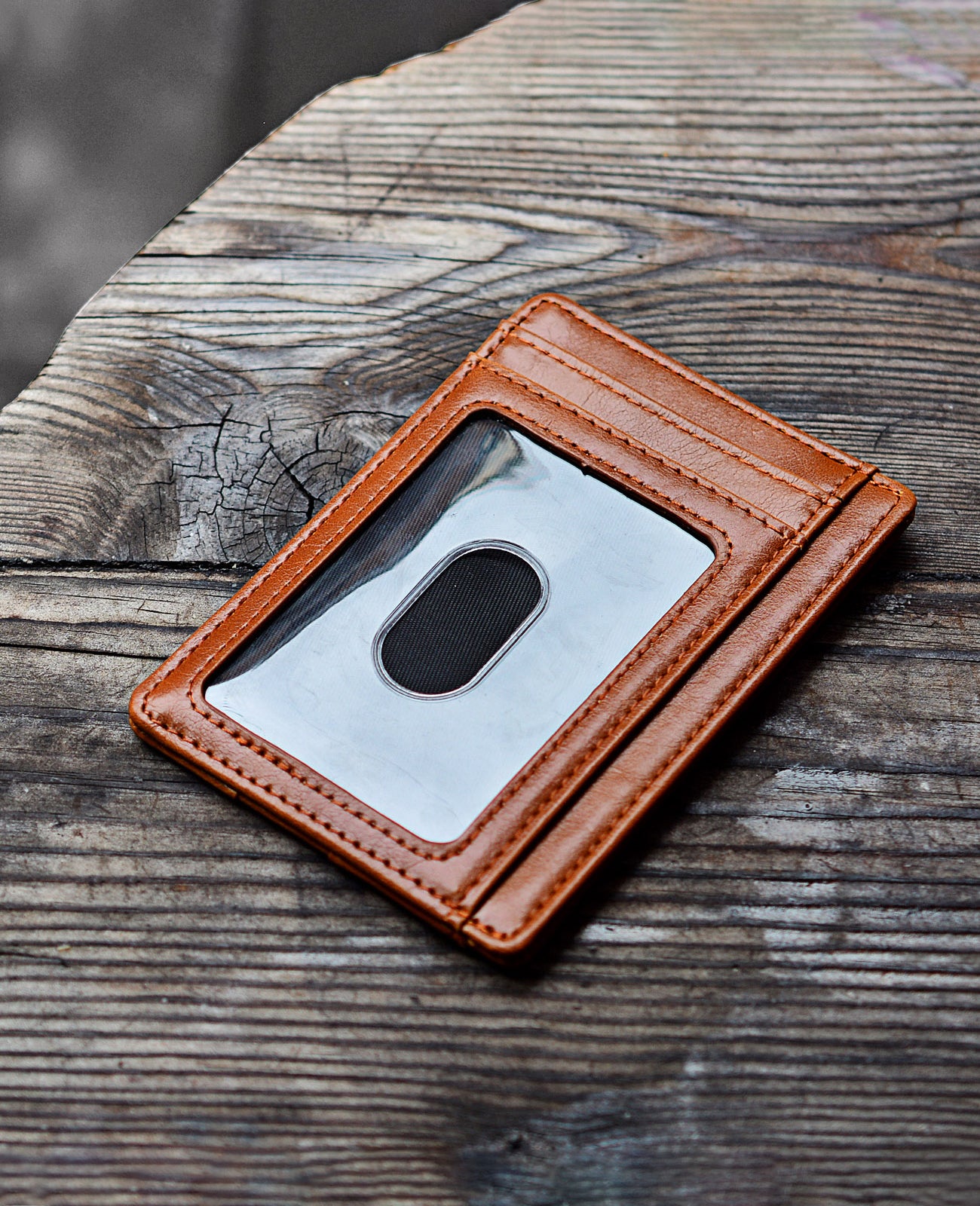 Buffway Slim Minimalist Front Pocket RFID Blocking Leather Wallets for Men and Women - Alaska Brown