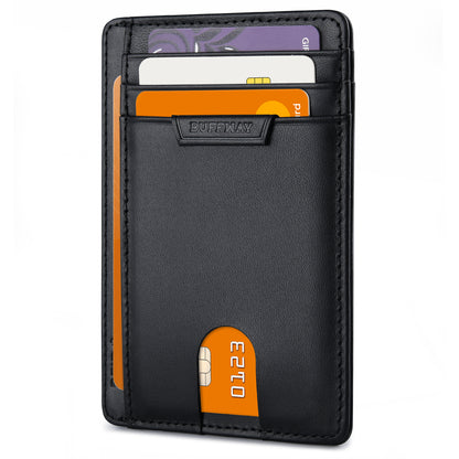 Buffway Slim Wallet for Men Women Minimalist Small Leather Front Pocket Wallets with RFID Blocking and Gifts Box (Bassa)