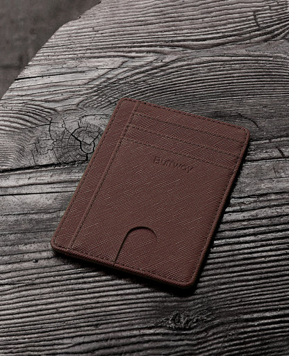 Buffway Slim Minimalist Front Pocket RFID Blocking Leather Wallets for Men and Women - Cross Coffee