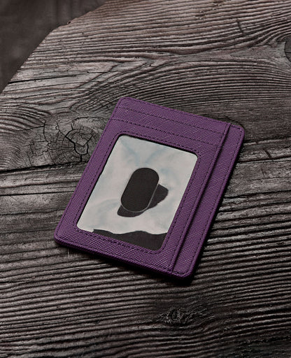 Buffway Slim Minimalist Front Pocket RFID Blocking Leather Wallets for Men and Women - Cross Purple