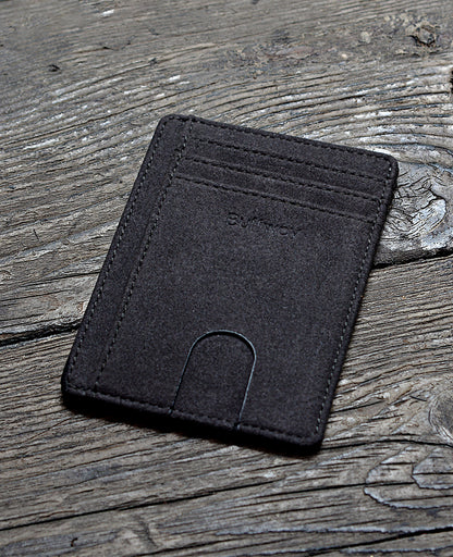 Buffway Slim Minimalist Front Pocket RFID Blocking Leather Wallets for Men and Women - At Sahara Carbon Black