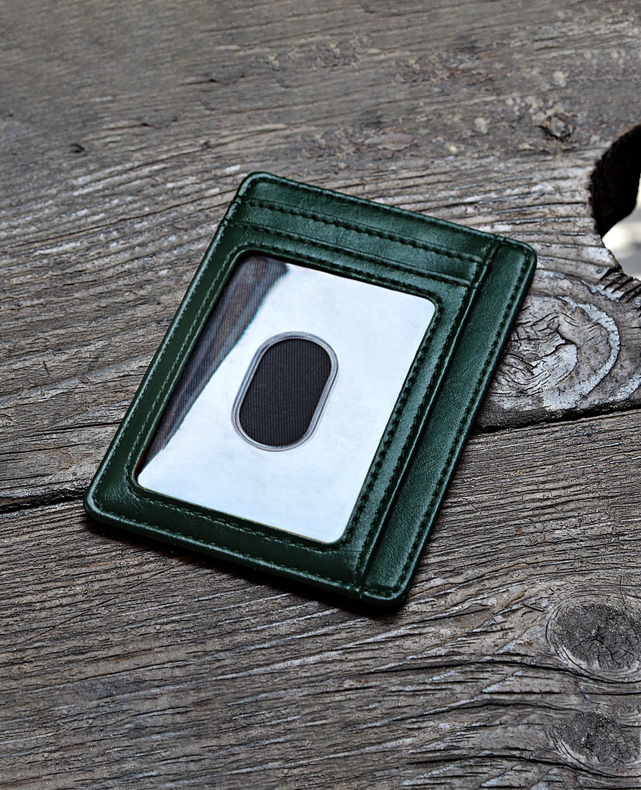 Buffway Slim Minimalist Front Pocket RFID Blocking Leather Wallets for Men and Women - Alaska Green