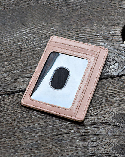 Buffway Slim Minimalist Front Pocket RFID Blocking Leather Wallets for Men and Women - Alaska Pink