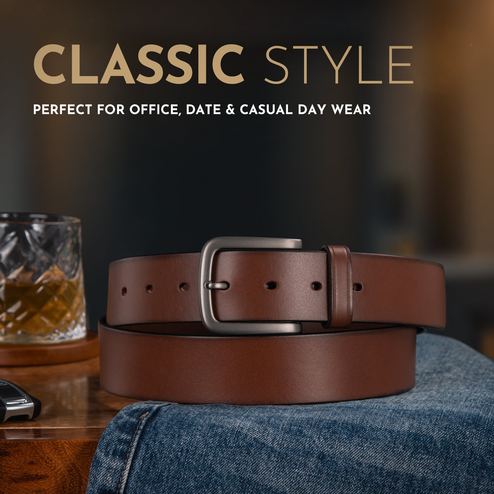 Buffway brown belt for men