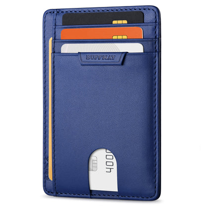 Buffway Slim Wallet for Men Women Minimalist Small Leather Front Pocket Wallets with RFID Blocking and Gifts Box (Bassa)
