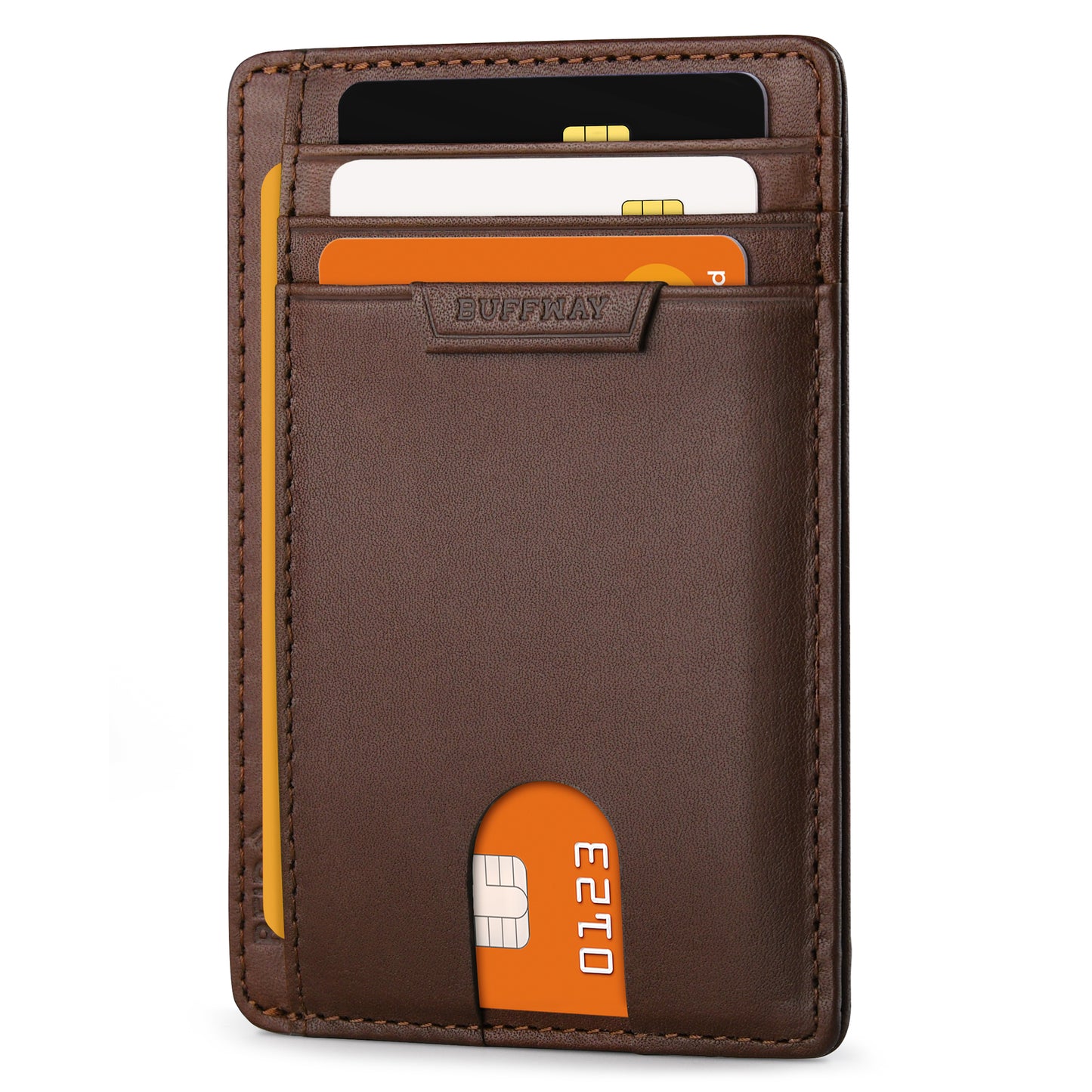 Buffway Slim Wallet for Men Women Minimalist Small Leather Front Pocket Wallets with RFID Blocking and Gifts Box (Bassa)