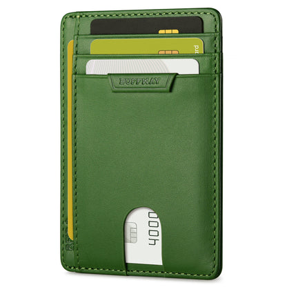 Buffway Slim Wallet for Men Women Minimalist Small Leather Front Pocket Wallets with RFID Blocking and Gifts Box (Bassa)