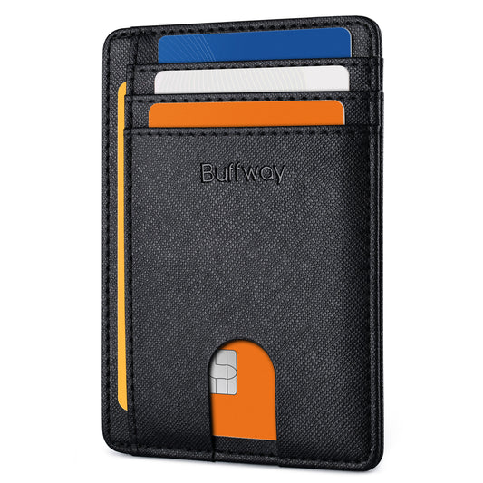 Portefeuilles Buffway Slim Minimaliste en cuir avec blocage RFID et poche avant pour hommes et femmes - Cross
