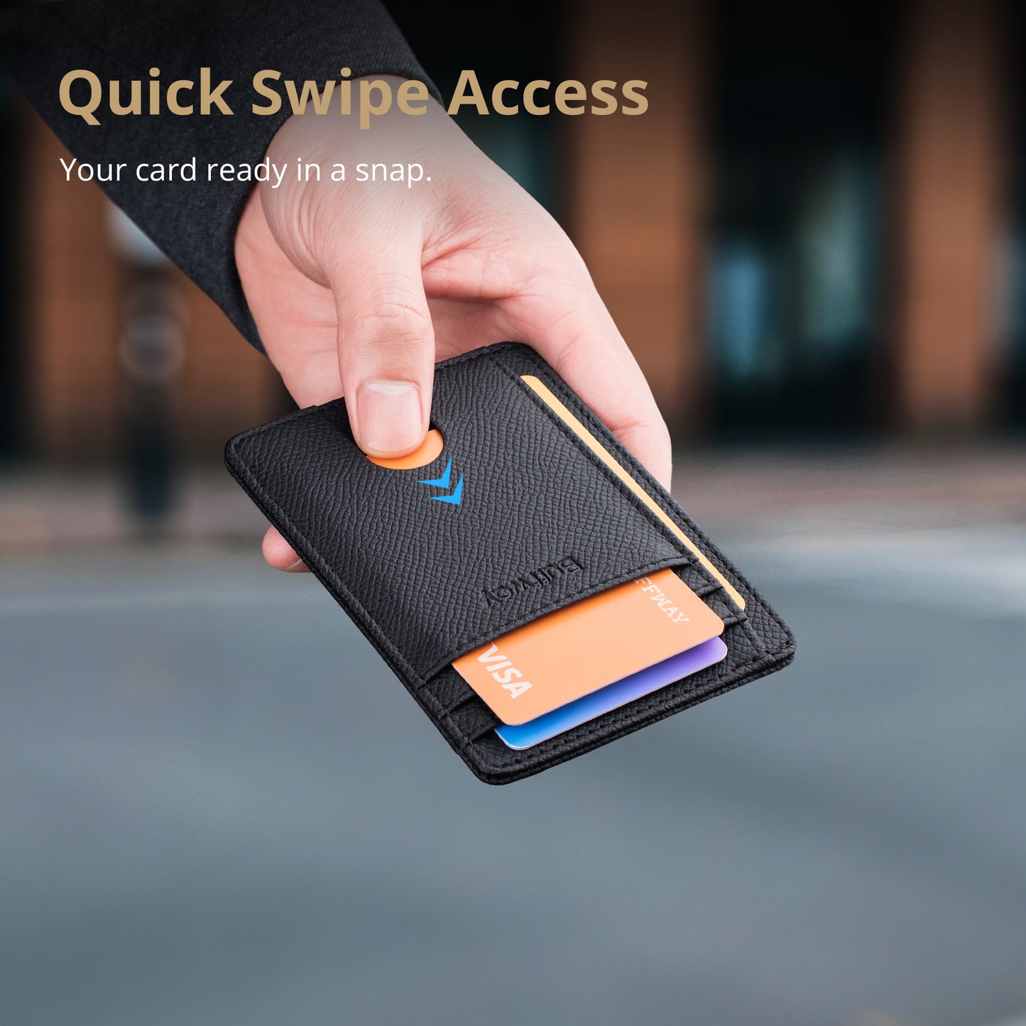 Buffway Slim Minimalist Front Pocket RFID Blocking Leather Wallets for Men and Women (Galaxy)