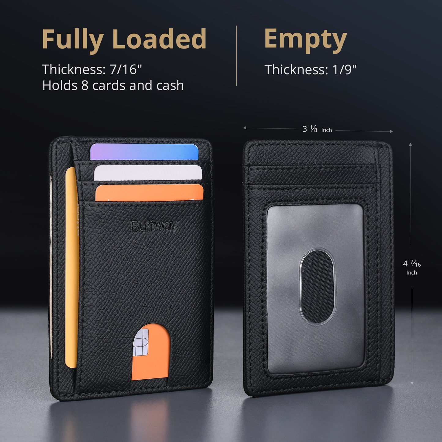 Buffway Slim Minimalist Front Pocket RFID Blocking Leather Wallets for Men and Women (Galaxy)