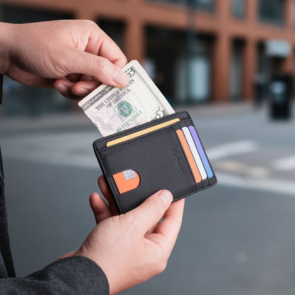 Buffway Slim Minimalist Front Pocket RFID Blocking Leather Wallets for Men and Women (Galaxy)