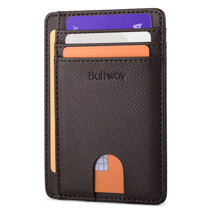 Buffway Slim Minimalist Front Pocket RFID Blocking Leather Wallets for Men and Women (Galaxy)