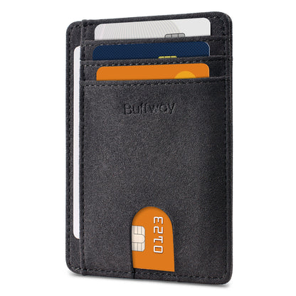 Buffway Slim Minimalist Front Pocket RFID Blocking Leather Wallets for Men and Women - At Sahara