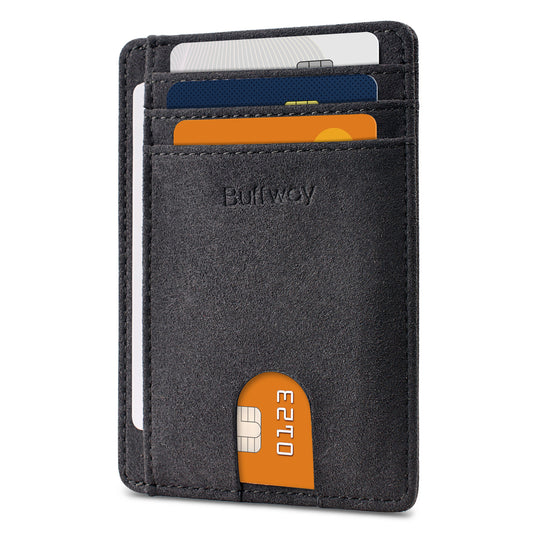 Portefeuilles Buffway Slim Minimalist en cuir avec poche avant et blocage RFID pour hommes et femmes – Chez Sahara 