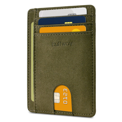 Buffway Slim Minimalist Front Pocket RFID Blocking Leather Wallets for Men and Women - At Sahara