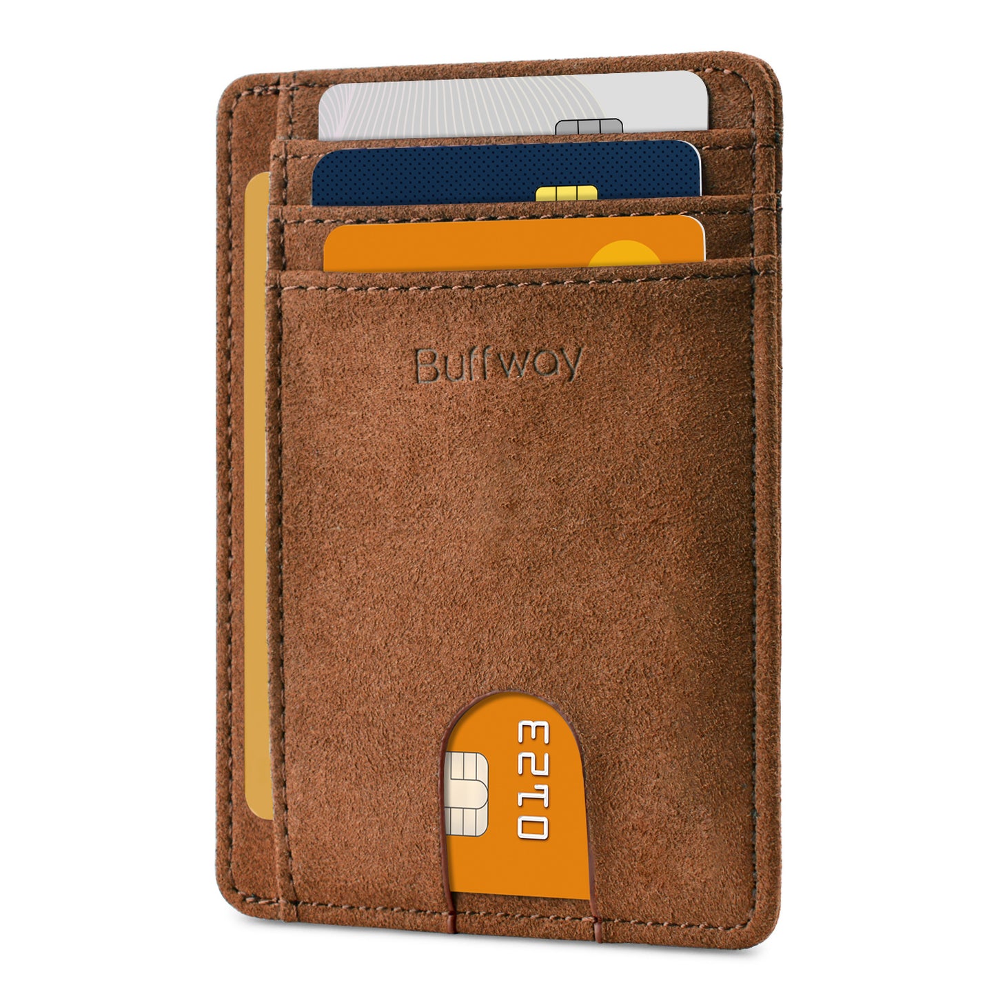 Buffway Slim Minimalist Front Pocket RFID Blocking Leather Wallets for Men and Women - At Sahara