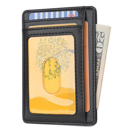 Buffway Slim Minimalist Front Pocket RFID Blocking Leather Wallets for Men and Women (Sand)