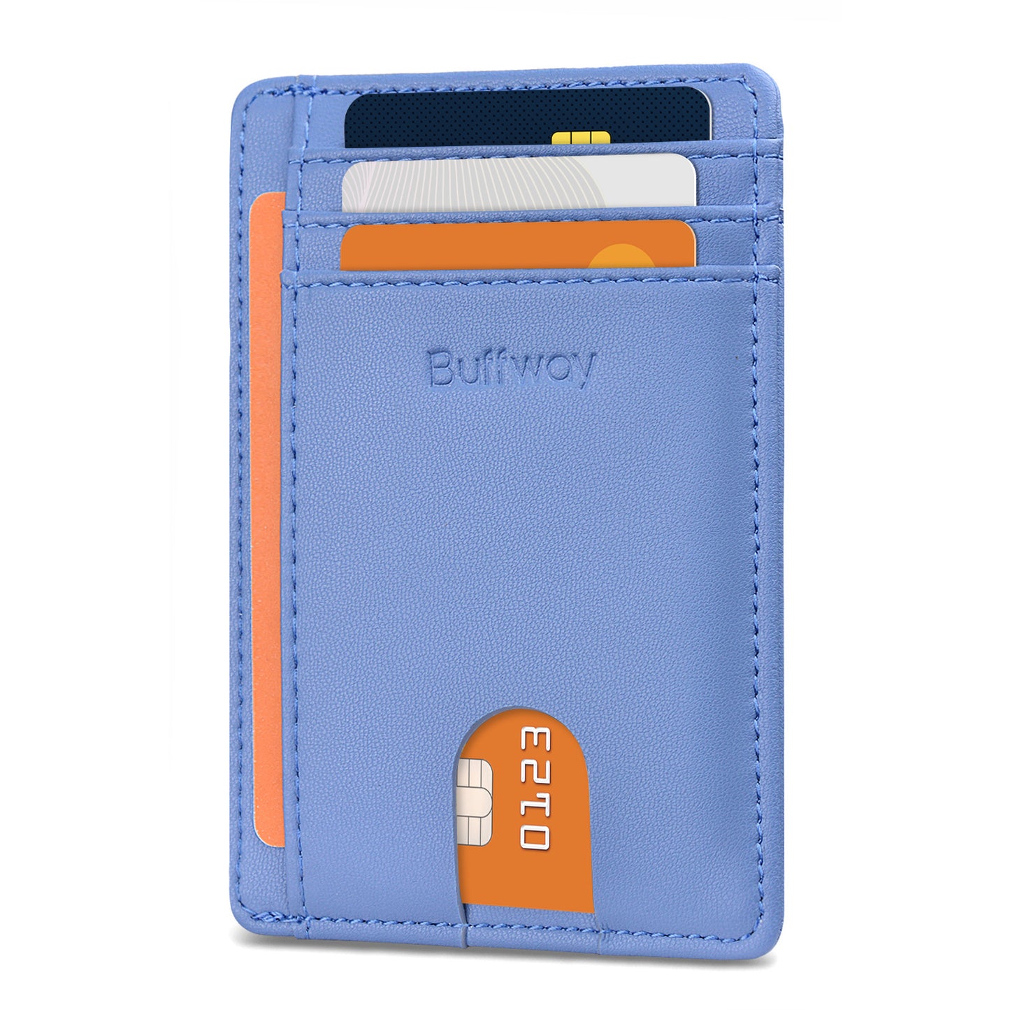 Buffway Slim Minimalist Front Pocket RFID Blocking Leather Wallets for Men and Women (Sand)