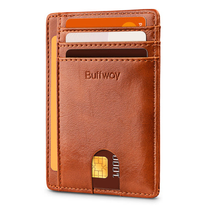 Buffway Slim Minimalist Front Pocket RFID Blocking Leather Wallets for Men and Women (Alaska)