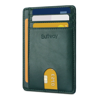 Buffway Slim Minimalist Front Pocket RFID Blocking Leather Wallets for Men and Women (Alaska)