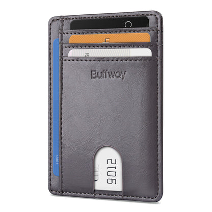 Buffway Slim Minimalist Front Pocket RFID Blocking Leather Wallets for Men and Women (Alaska)