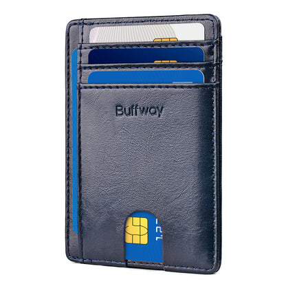 Buffway Slim Minimalist Front Pocket RFID Blocking Leather Wallets for Men and Women (Alaska)