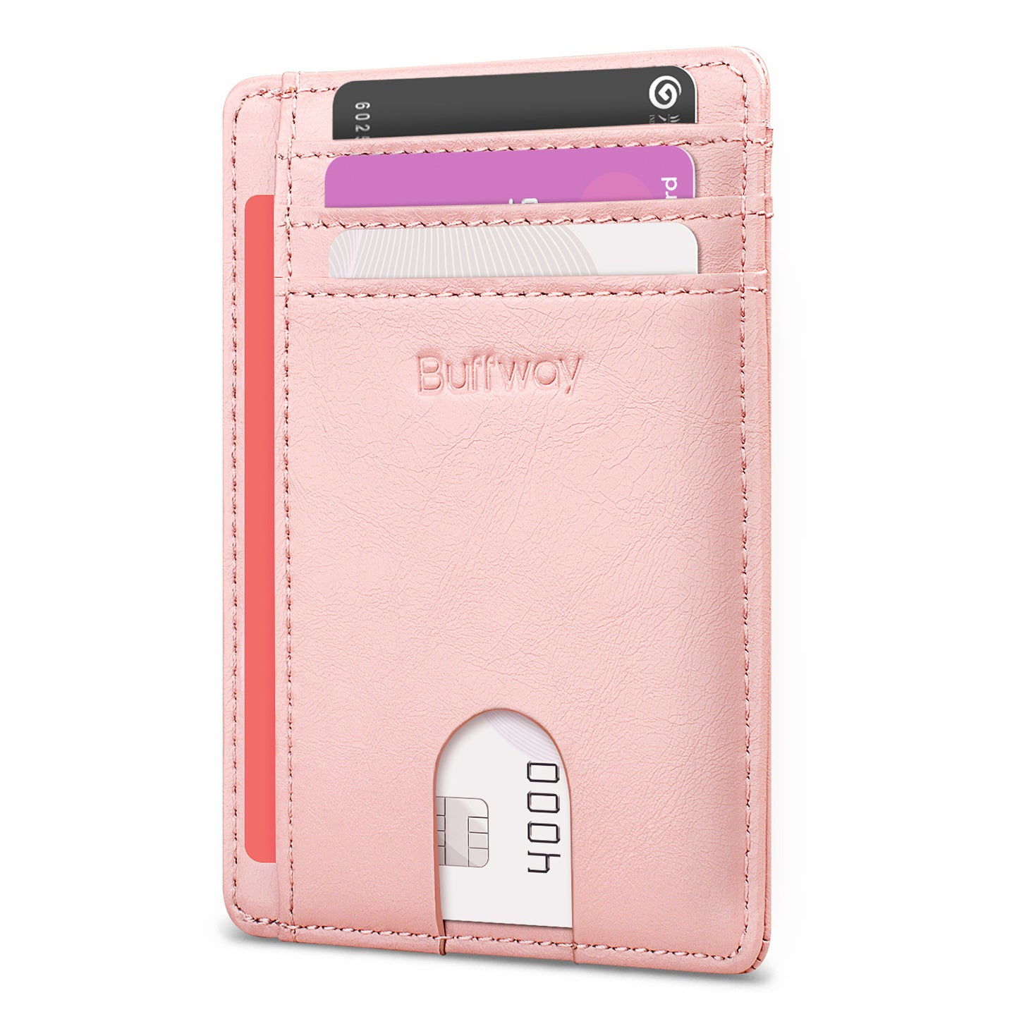 Buffway Slim Minimalist Front Pocket RFID Blocking Leather Wallets for Men and Women (Alaska)