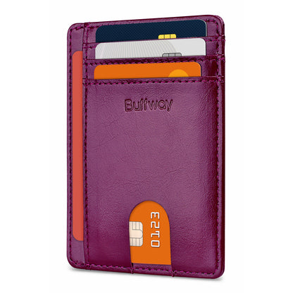 Buffway Slim Minimalist Front Pocket RFID Blocking Leather Wallets for Men and Women (Alaska)