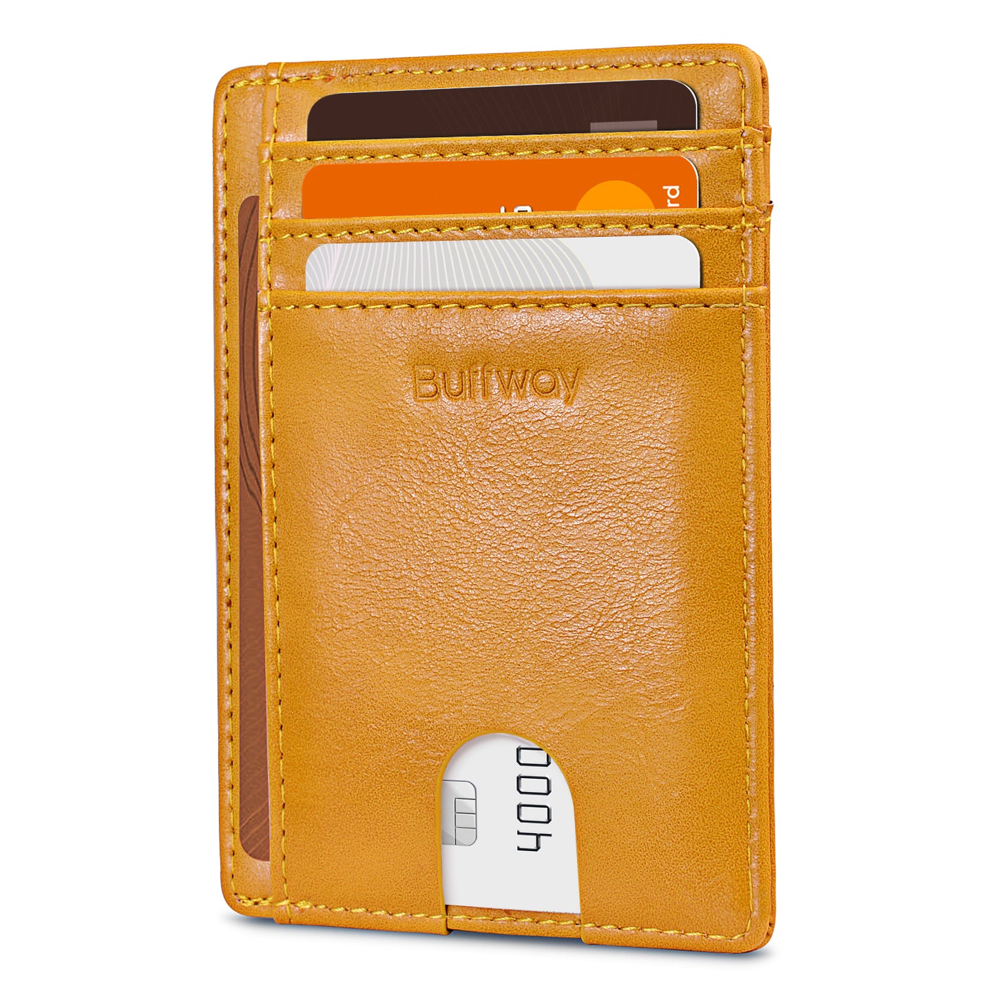 Buffway Slim Minimalist Front Pocket RFID Blocking Leather Wallets for Men and Women (Alaska)